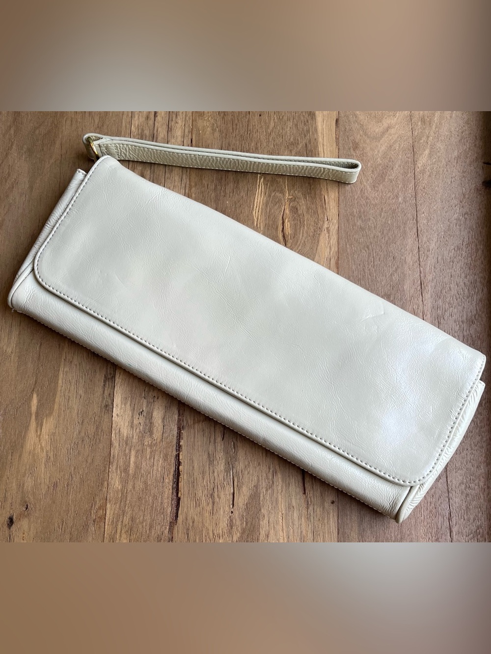 HOBO International Patent Leather Clutch Wristlet Cream